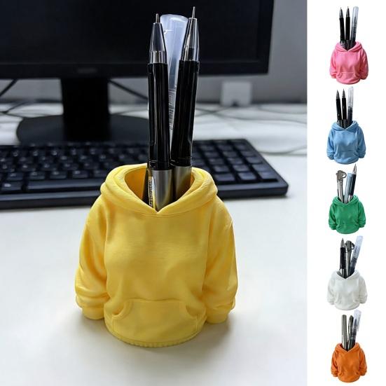 3D Printed Hoodie Pen Holder, Makeup Brush Organizer for Desk, Creative Sweatshirt Shape Pencil Storage Container, School Office Supplies