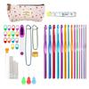 Pack of Crochet Hooks Set Aluminum Crochet Hooks Set for Beginner Adult Ergonomic Grip Crochet Needle with Aluminum Tip