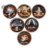 Halloween Wooden Coasters 6Pcs/Set Coasters, Retro Pumpkin Ghost Drink Heat Resistant Cup Holders Round Insulation Pads for Dining Table Holiday Decor