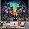 Heopapin Blacklight Psychedelic Forest Meditation Tapestry UV Reactive Cosmic Galaxy Starry Sky Wall Art Tapestry Trippy Yoga Spiritual Chakra Wall