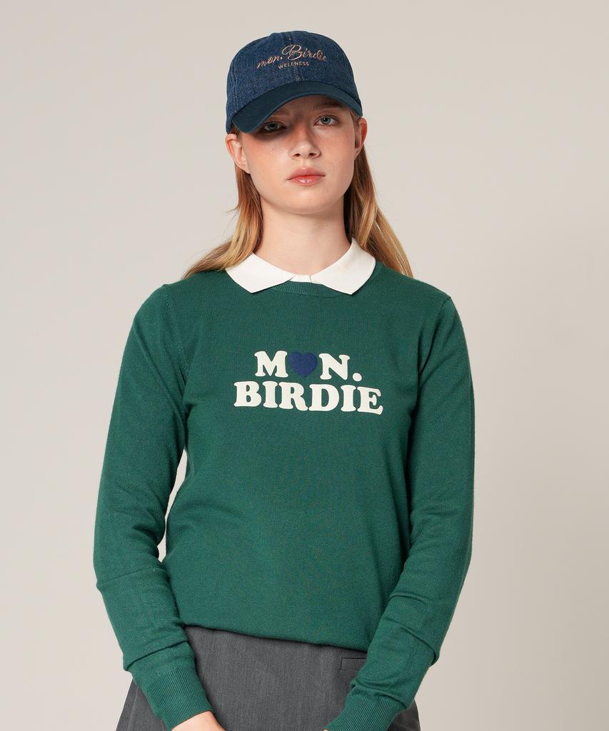 MONBIRDIE GOLF Rosie Crewneck Logo Long Sleeve Knit Green