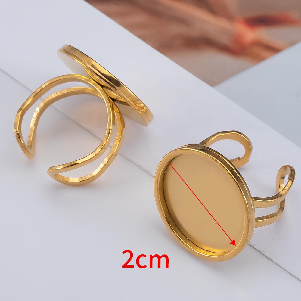4 Stück Edelstahl Runder Ring Rohling Tablett Verstellbar Offener Fingerring Fassung 10-25mm Cabochon Basis Fassung für DIY Schmuckherstellung
