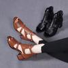 Square Roman Sandals Women Thick-heeled Open-toed Fishbeak Buckled Sandals