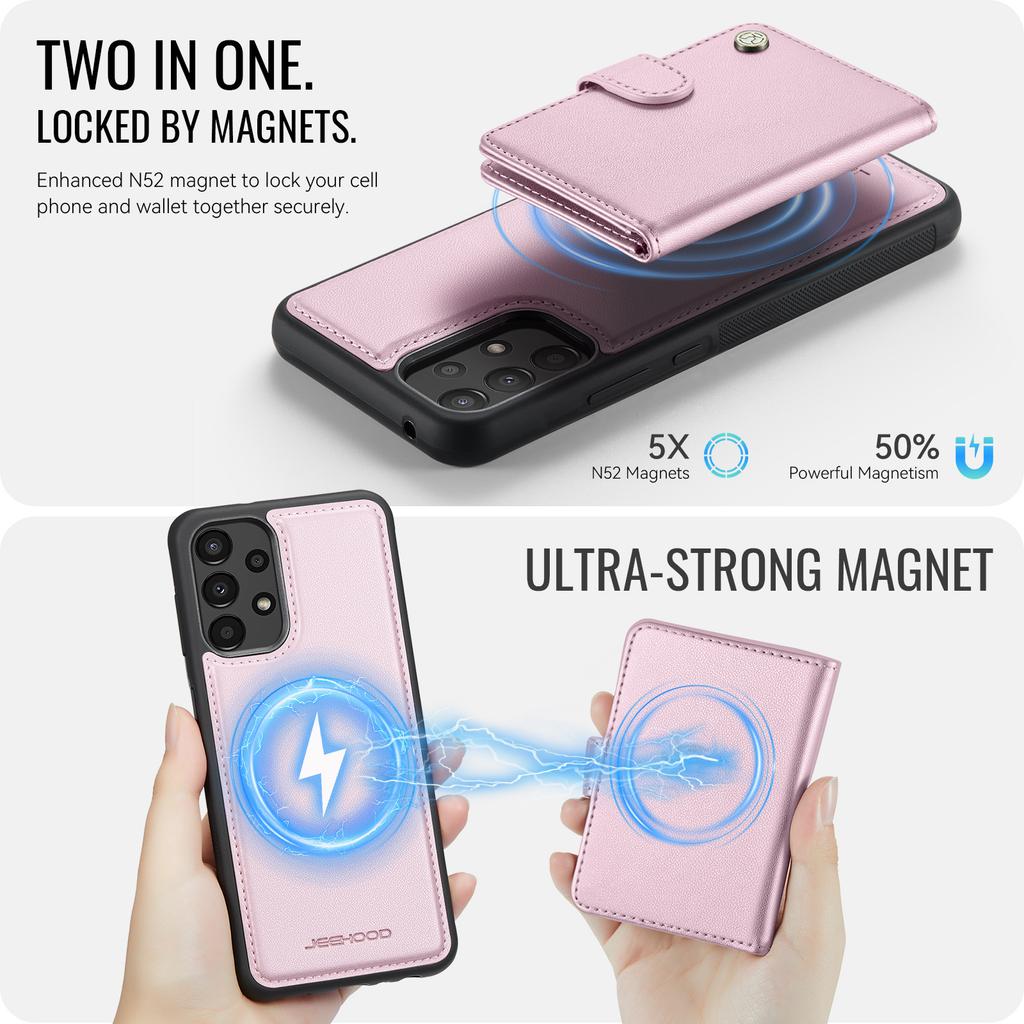 For Samsung Galaxy A52 5G/Galaxy A52s 5G/Galaxy A52 4G Case JEEHOOD J09 RFID Blocking Card Holder Leather Back Phone Cover Magnetic Case