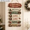 2D Flat 2D Wooden Door Sign Christmas Rules Xmas Hanging Ornament  Holiday Gift