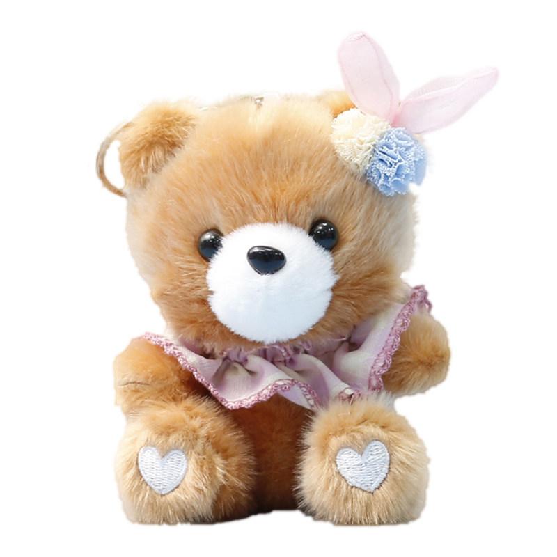Plush Bear Keychain With Polyester Fiber Filling For Girls Kids Bag Pendant Toy