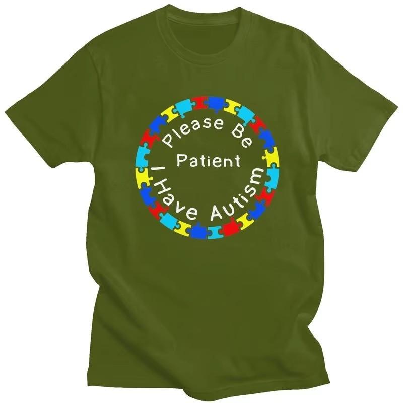 Please Be Patient I Have Autism Graphic Tee Cotton Short Sleeve T-Shirt