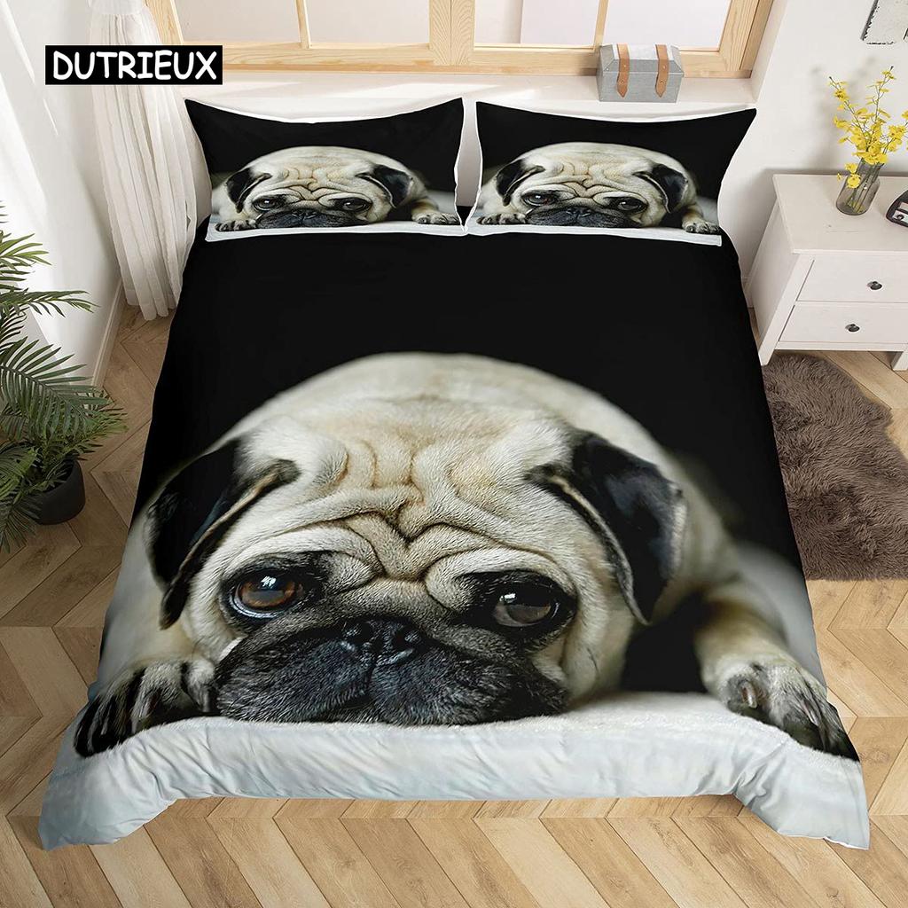 Dog Duvet Cover Set Queen Size Kids Teen Boys Bedding Set Cute Pet Puppy Comforter Cover Animal Theme Quilt Cover for Children