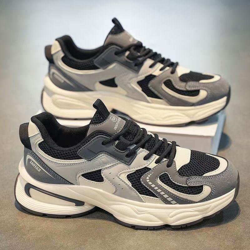 Fashion Men's Platform Sneakers Autumn Breathable Cross Tied Non Slip Running Shoes Comfortable Fashion Height Increase Vulcanized Shoes