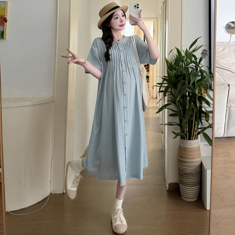 2026 Stylish A-Line Maternity Dress with Short Sleeves