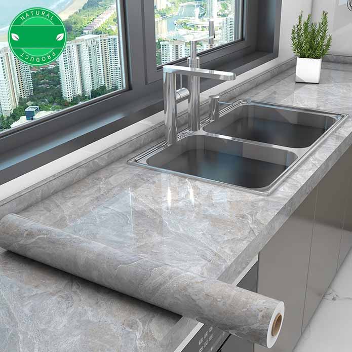 Self-adhesive Marble-pattern Oil-proof Kitchen Countertop Film Heat-resistant Renovation Moisture-proof Wall Sticker