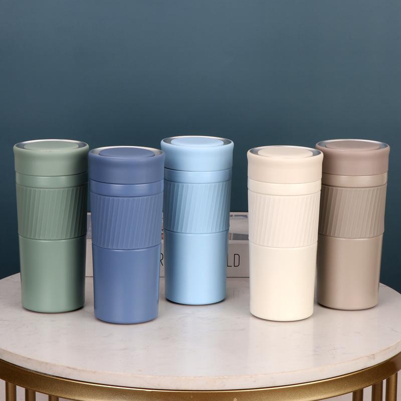 Silicone Set Cup Simple Straight Cup with Tea Net Stainless Steel Business Thermos Cup
