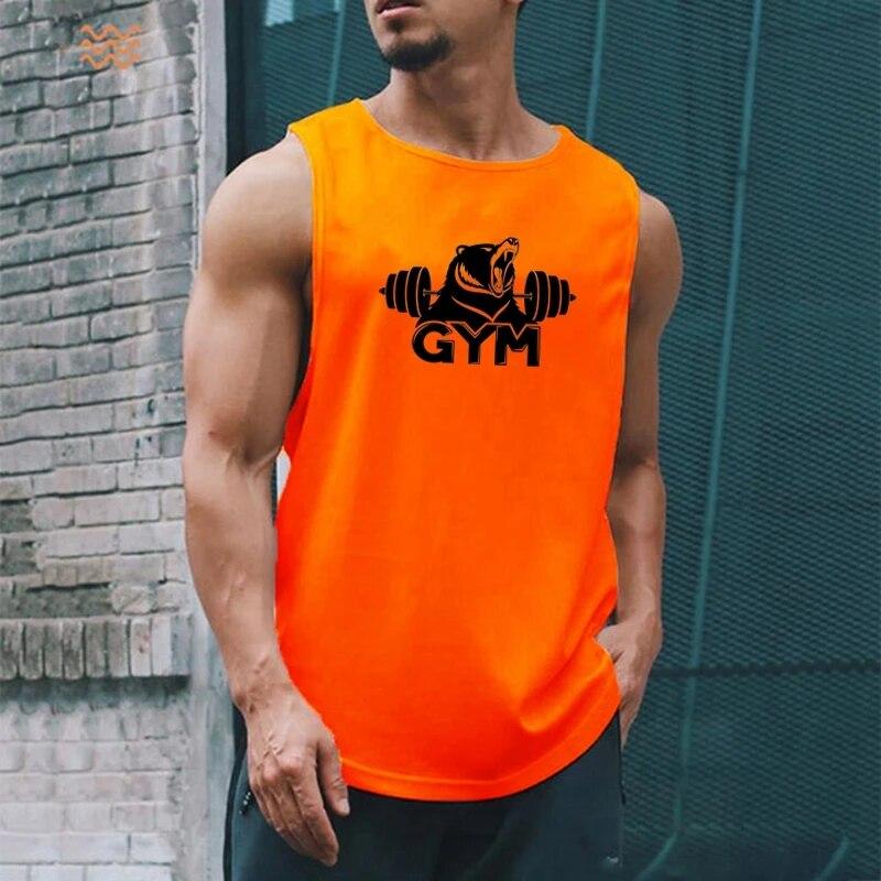 Herre Sommer Hurtigtørkende Gym skjorte Street Ermeløse T-skjorter For Menn Tank Tops Trening Fitness Singlets Sports Vest Klær