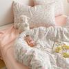Pure Cotton Class A Maternal And Infant Grade Double-Layer Yarn Four-Piece Set, Summer Breathable Small Floral Dormitory Can Be Washed Without Pilling