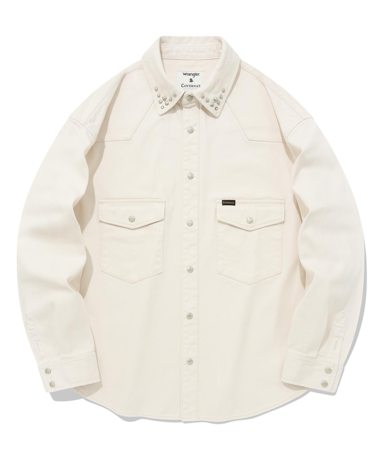 Covernat [Covernat X Wrangler] Джинсовая рубашка с воротником и заклепками Айвори L