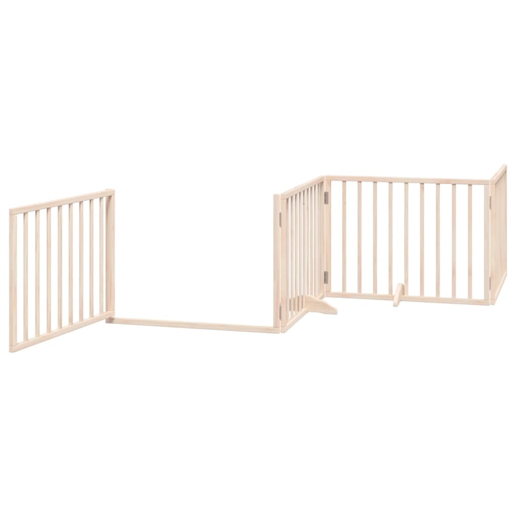 Foldable Dog Gate with Door 4 Panels 320 cm Poplar Wood