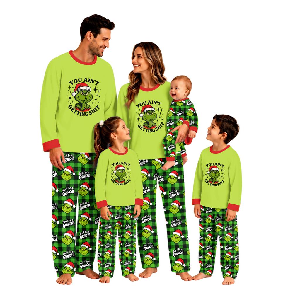 Familien passendes Weihnachtsdruck Pyjama-Set, Langarm Oberteil und Hose Loungewear für die Feiertage
