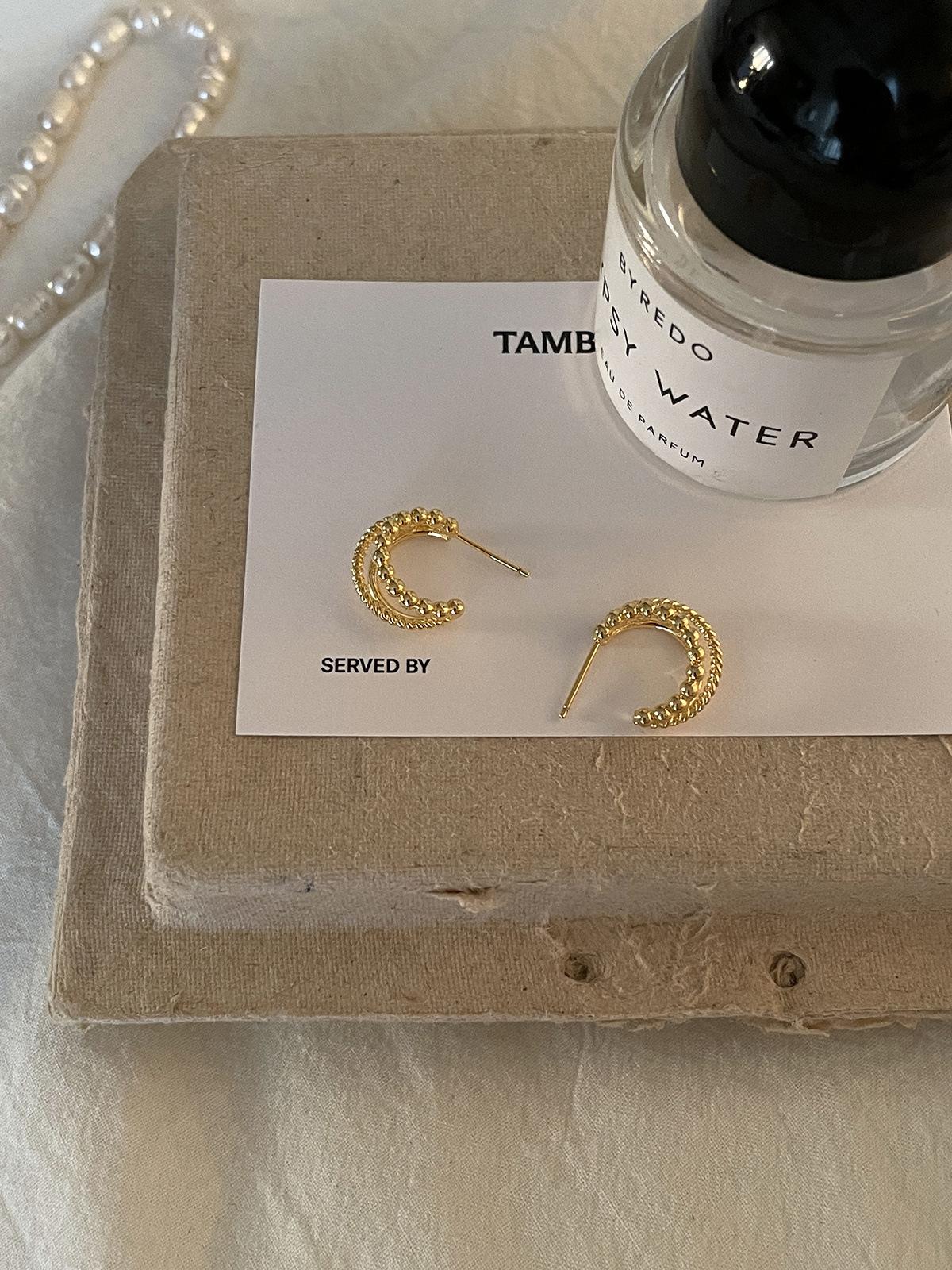 

925 silver needle three-layer stacked earrings women s niche design high-end earrings exquisite cold wind new earrings 925 silver needles