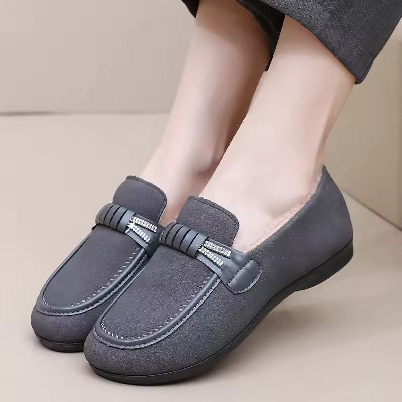 Women Winter Casual Shoes New Soft Flat Non-slip Loafers Fashion Comfort Warm Plush Slip On Female Cotton Shoes