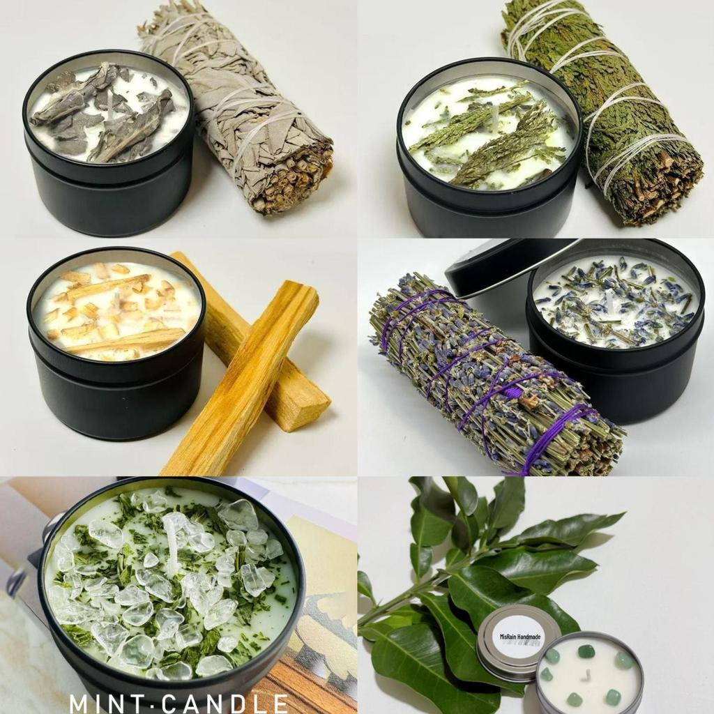 Handmade Sage, Palo Santo, and Cedar Soy Wax Candle for Indoor Air Purification