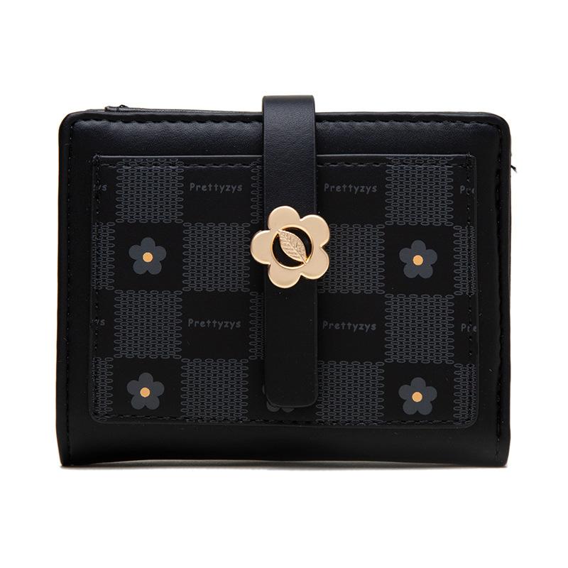 Wallet  PU Printed Zipper Folding Student Multi Slot Zipper Wallet