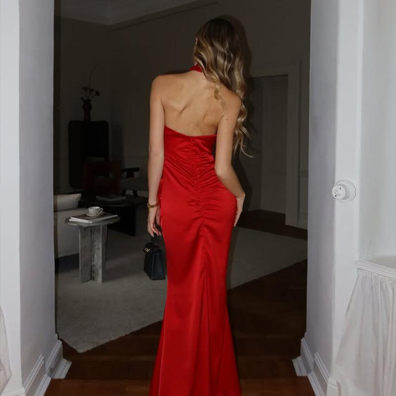 Spring and Summer Women's Fashion Temperament Halter Halter Sleeveless Slimming Waist Dress