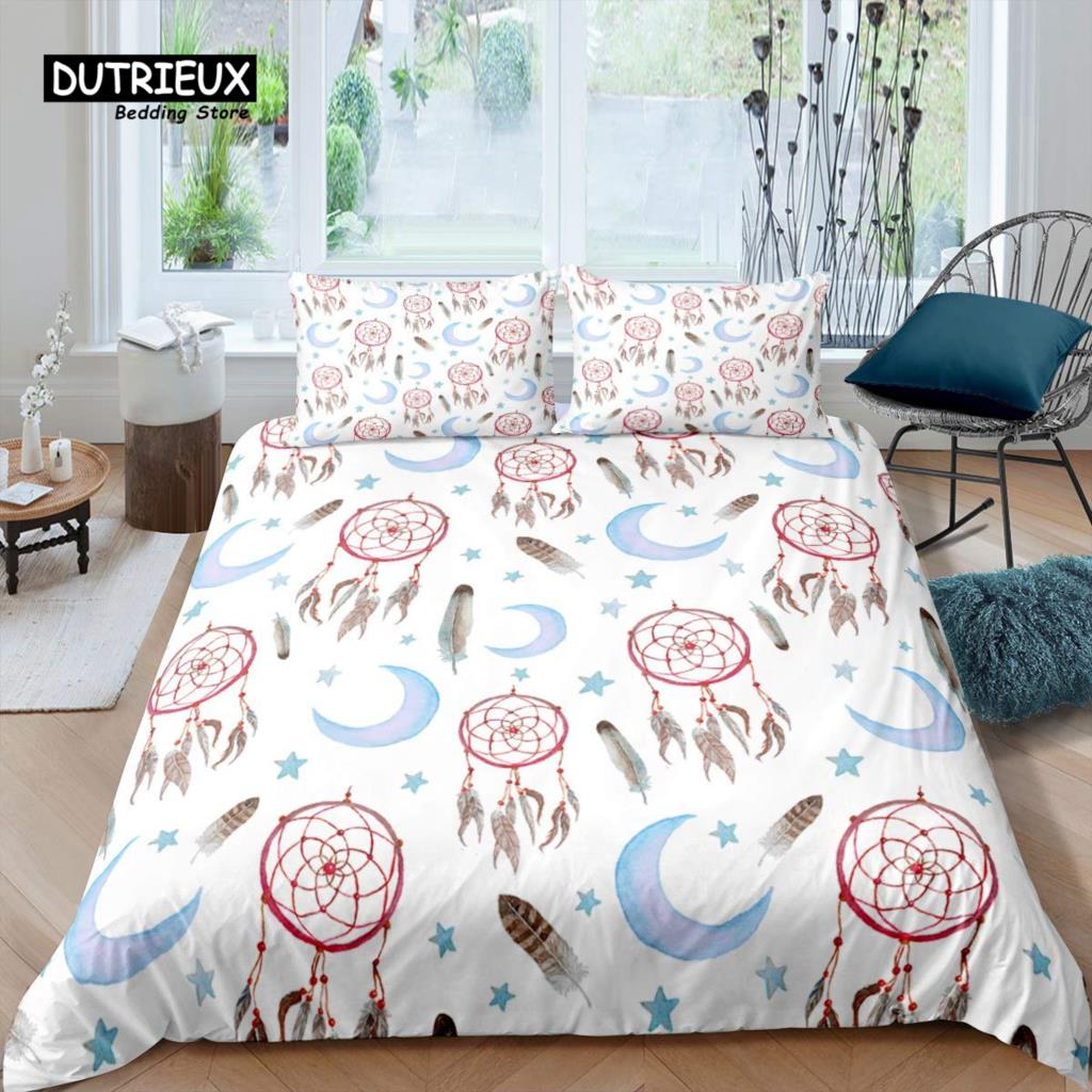 Dreamcatcher Duvet Cover Boho Dream Catcher Comforter Cover Microfiber Indian Native Tribal Elements Bedding Set King Queen Size