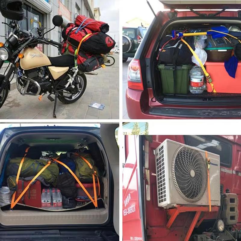 Buckle Tie-Down Belt Cargo Lashing Straps For Car Motorcycle Bike With Metal Buckle Tow Rope Strong Ratchet Belt For Luggage Bag
