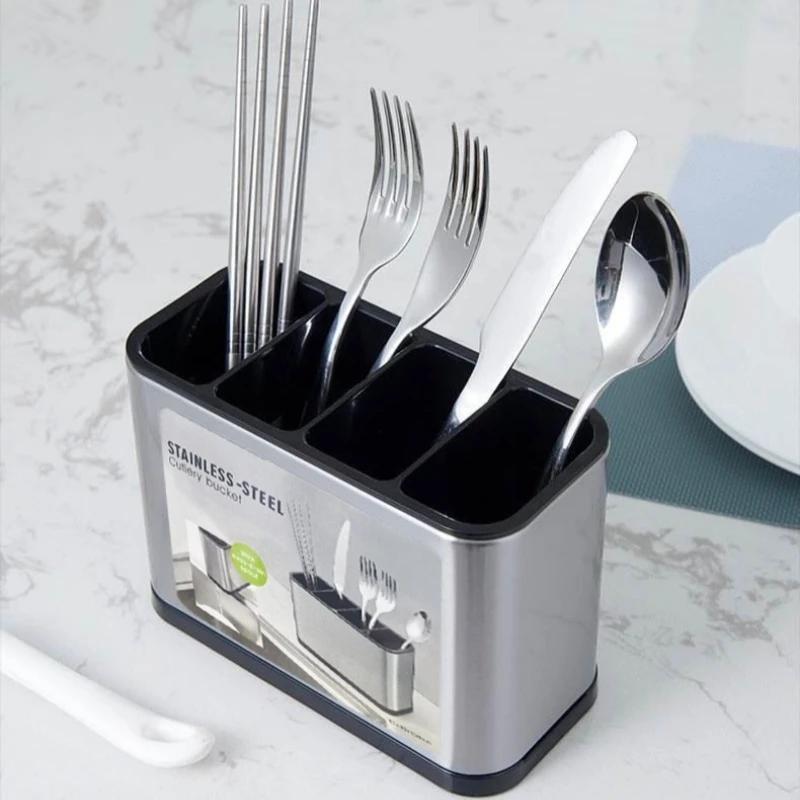 ZEXEF Stainless Steel Cutlery Holder Household Tableware Drainboard Spoon Storage Kitchen Organizer Drainer Dish Drying Rack