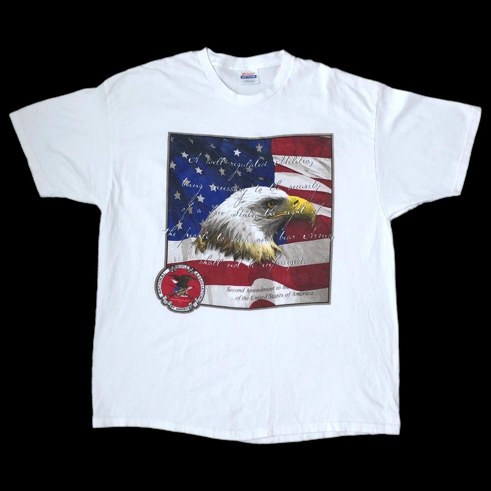 Vintage Second Amendment USA United States Constitution Bald Eagle T-Shirt XL S