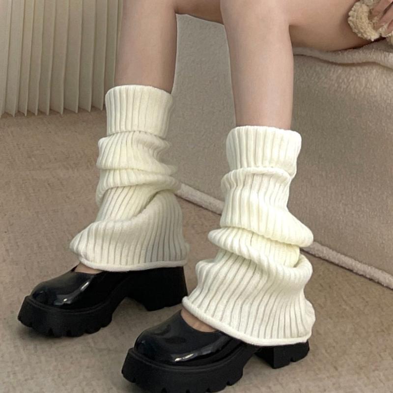 Retro Y2k Spicy Girl Pile Socks Women's Spring and Autumn Solid Color Wool Leg Cover Over Knee JK Leg Protector Long Socks