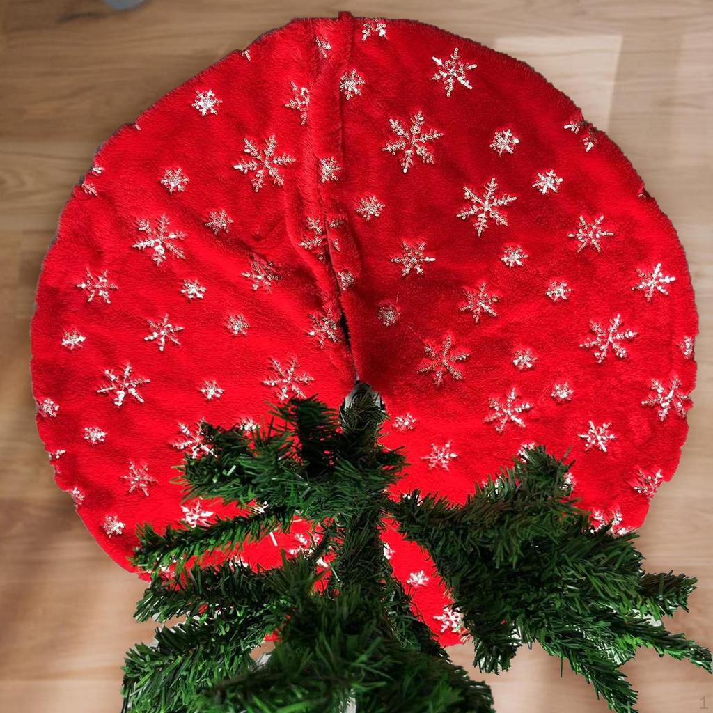 Christmas Tree Skirt Handcraft Winter Mat for Family Farmhouse Festival 78cm Dia White