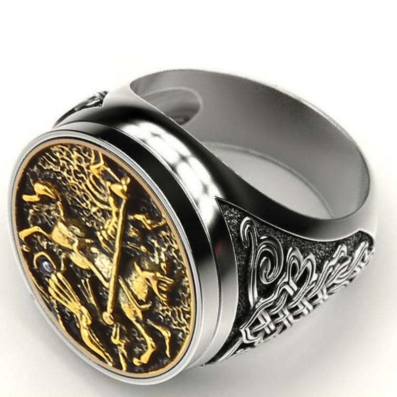 Men's Rings Handmade Jewelry Gifts Sovereign Saint George Portrait Roman Soldier Ring Fashion for Men Husband Boyfriend
