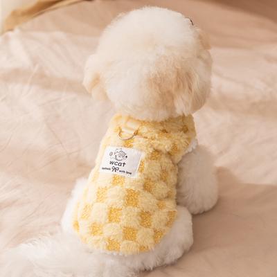 Nervous Cat Checkerboard Traction Fleece Small Dog Bichon Autumn and Winter Two-legged Clothes Dog Clothes Pet Clothes