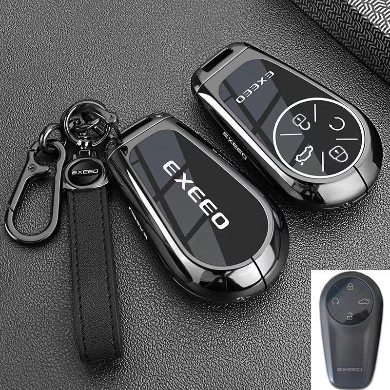 Zinc Alloy Leather Car Key Case Cover Shell For Exlantix Et Es Exeed Sterra Et Es Protection Holder Accessories