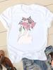 Watercolor Funny Printed T-Shirt Summer Trend White Short Sleeve Neck Casual Sports Aesthetic Clothes Harajuku Women's T Shirts
