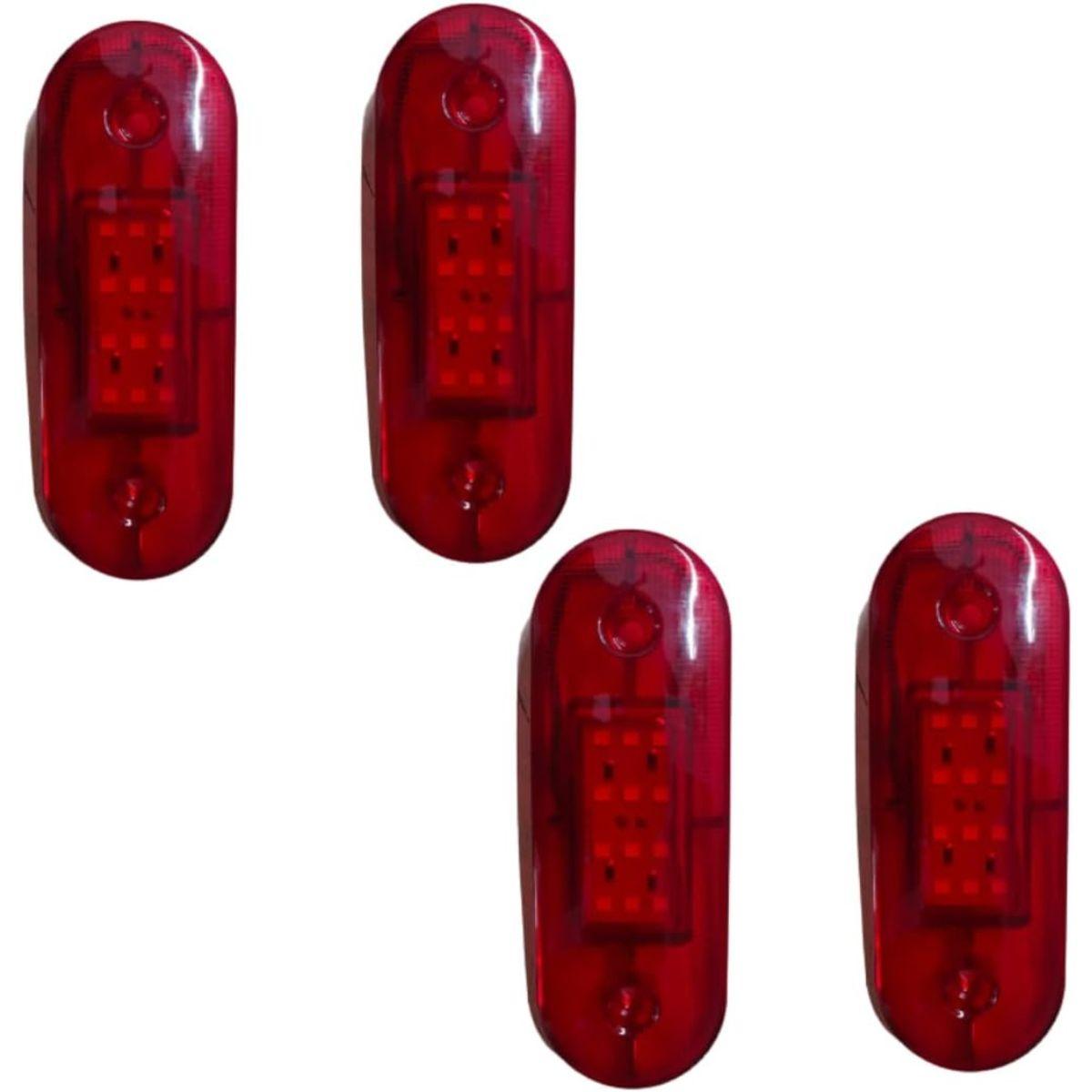 

APSMOTIV 4Pcs Running Board Lights For Trucks Truck Trailer Red Light Front Rear LED Side Marker Lights Indicator Lamp 12V Waterproof Flat Fit Base