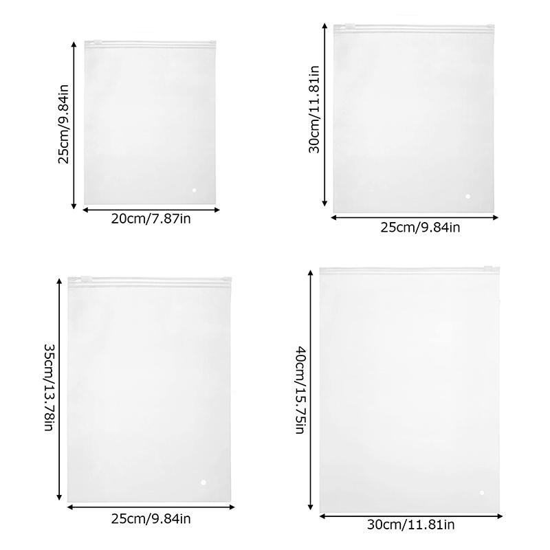 10PC Travel For T-Shirts Shirts and Documents Clothing Storage Bag Frosted Ziplock Bags