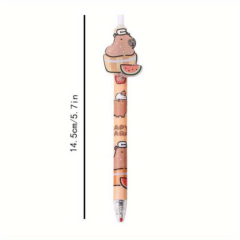 12pcs 0.5mm Brown Capybara Doll Acrylic Patch Press Pen Cartoon Shape Neutral Pen Creative Student Stationery Black Back To School Season