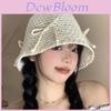 Knit Sun Hat For Women With Butterfly Bow And Striped Pattern For Summer Fashion