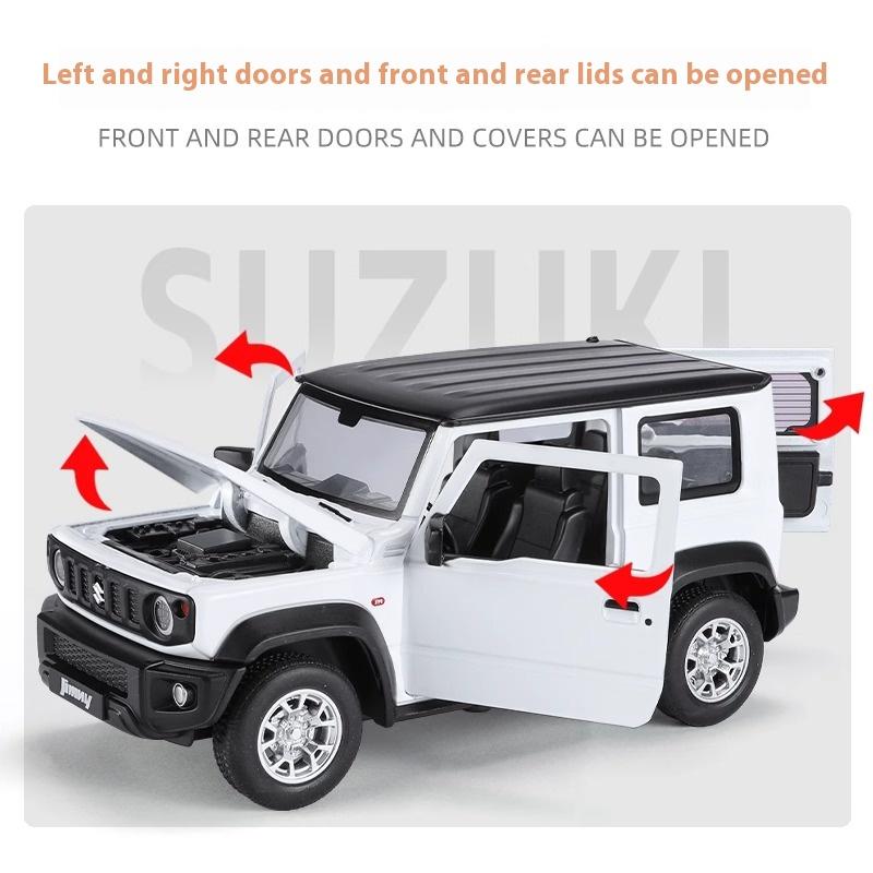1/24 Scale Suzuki Jimny Alloy Off Road Diecast Model Hight Simulation Sond Light Pull Back Toy Decorative Trendy Ornaments Gifts