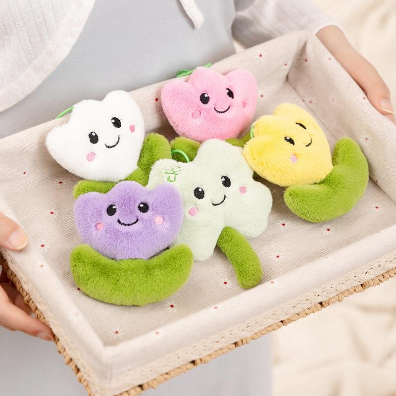 Cartoon Simulation Sprinkler Kettle and Flowers Tulips Lucky Grass Doll Plush Toys Schoolbag Pendant Keychain