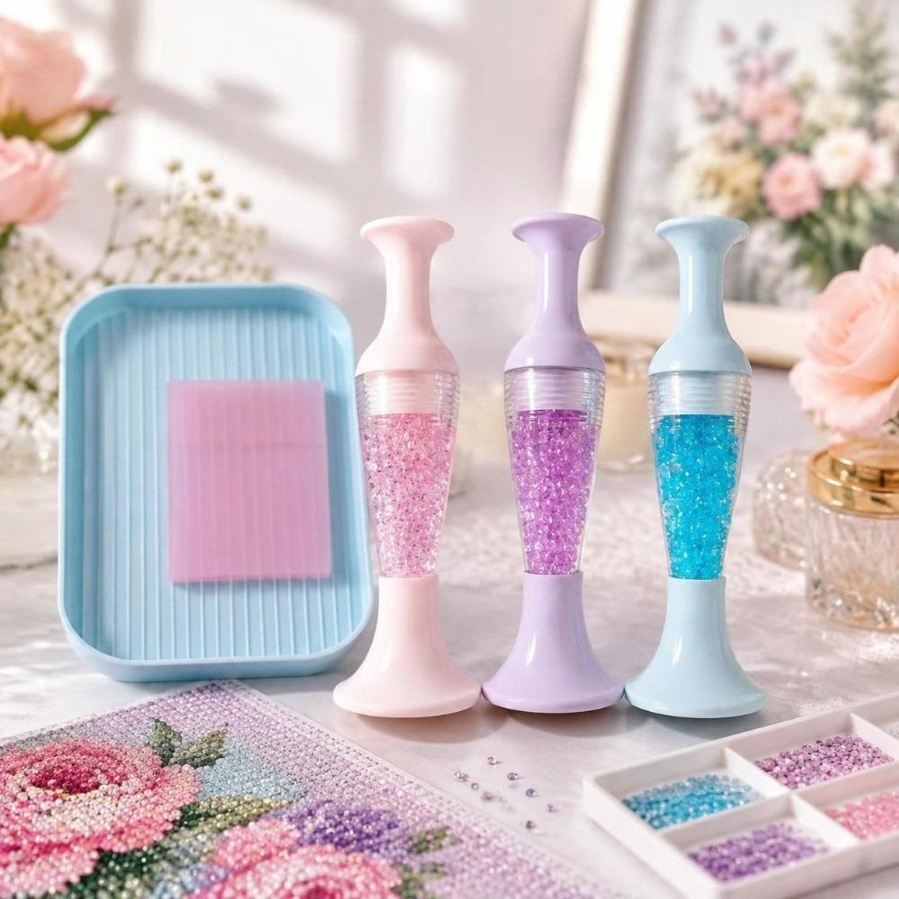 2pcs Portable Automatic Painting Pen Universal Press Beaded Tool Vase Pasting