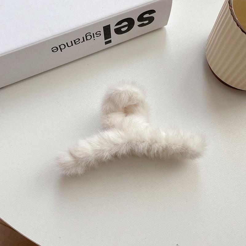 

Пушистые плюшевые заколки-крабы из искусственного меха для волос для женщин и девушек, зимний держатель для хвостика, заколки-зажимы для волос, аксессуары для волос, дешево бежевый