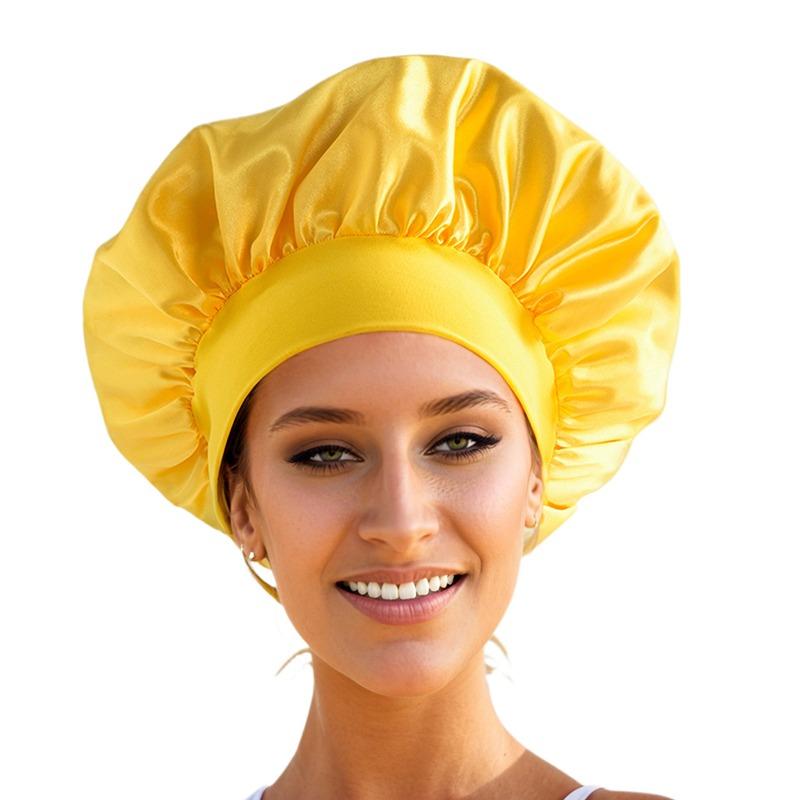 1pcs Soft Silk Satin Lined Bonnet Large Satin Hair Bonnet Household Sleep Shower Cap Hair Wrap Cover for Long Hair Salon Tool