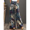 Summer Women's Fashion Floral Print Long Wide Leg Pants  Elastic Waist Haren Pants Casual Pants Haren Pants