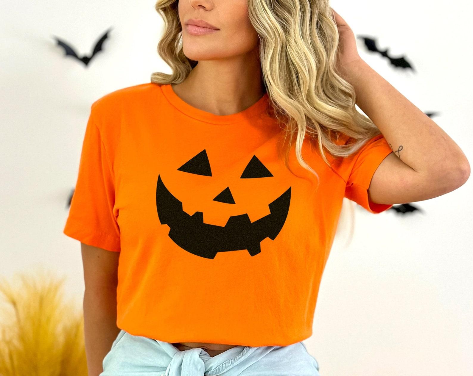 Halloween Pumpkin Face Shirt: Ring Spun Cotton Costume Tee M