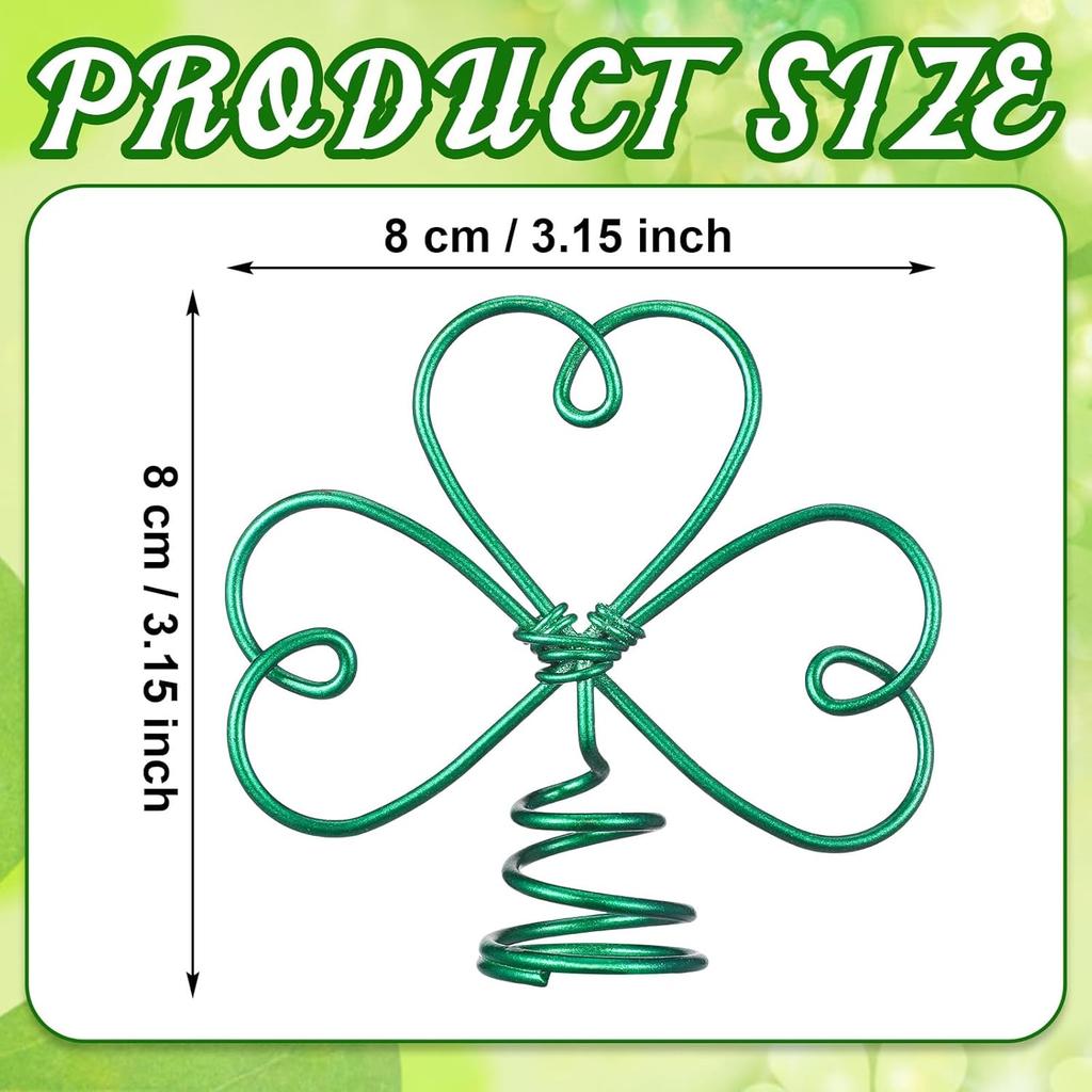 St. Patrick's Day Wire Shamrock Tree Topper Iron Metal Mini Small Tree Topper for St Patrick's Day Holiday Party Ornament Home Decoration