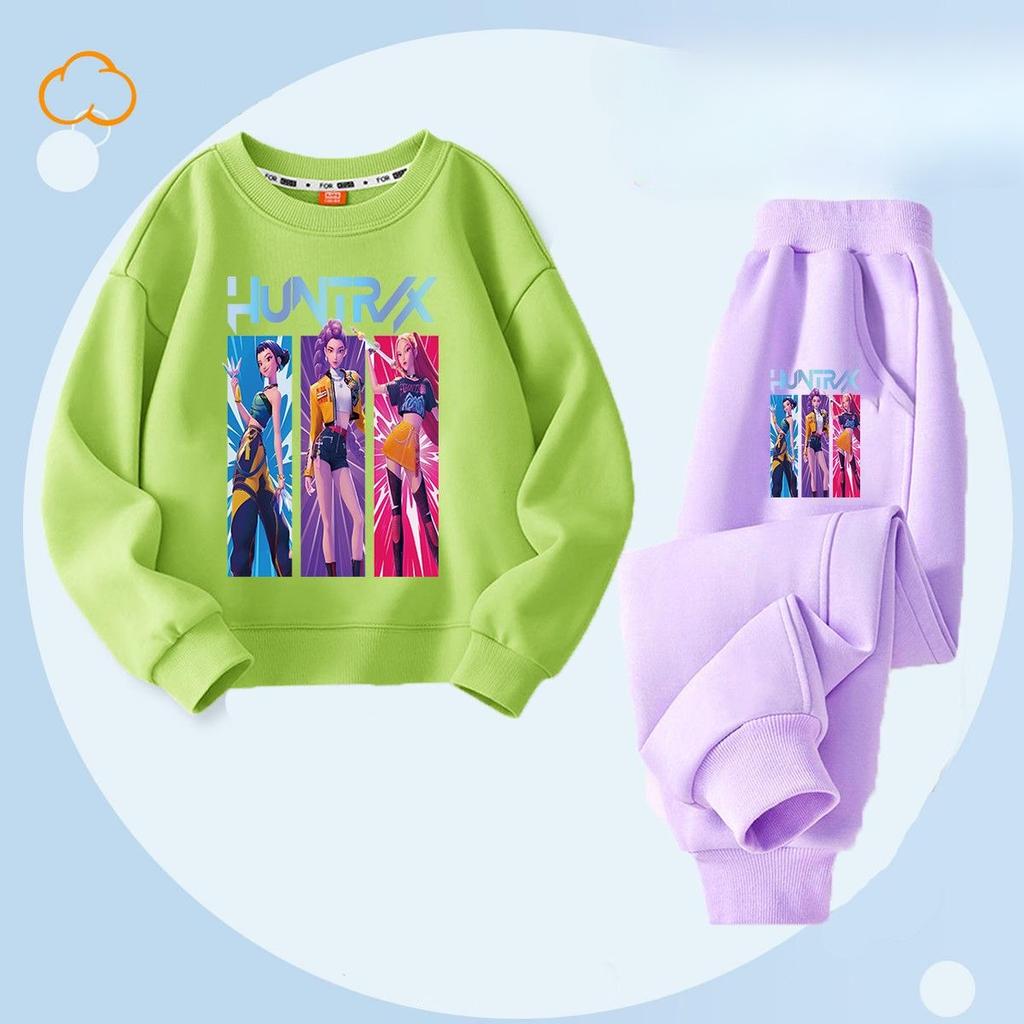 Children's Fashion Witch Hunt K-POP Round Neck Set for Spring and Autumn Boys and Girls Casual Two-piece Set
