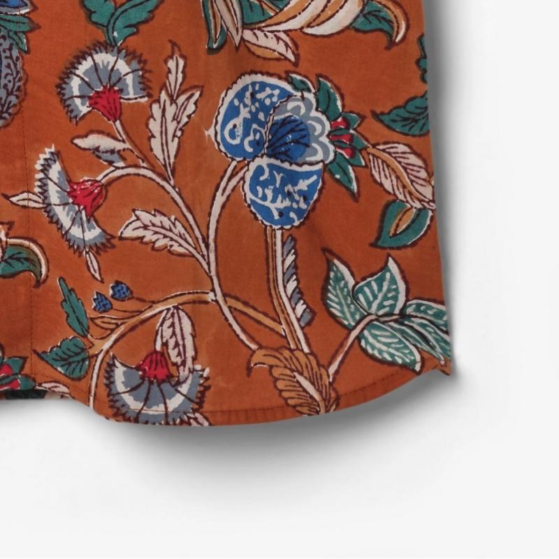 Kardo Ronen Camp Shirt  Floral Vine Print  Rust Kdf1m40002a49